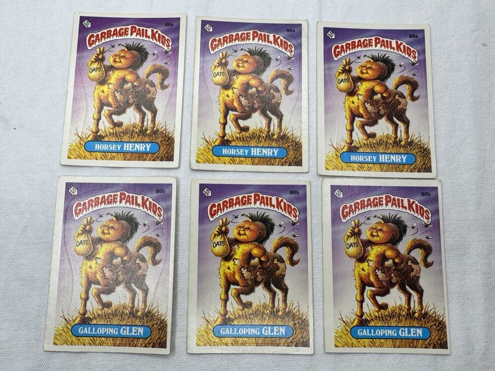 1986 Garbage Pail Kids Lot of 6 Horsey Henry Glen Cards Original Series Raw